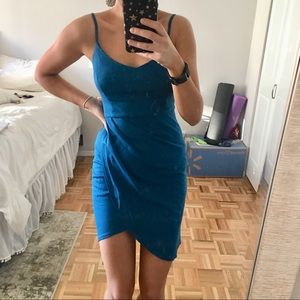 NWT Flattering Summer Blue Wrap Mini Dress